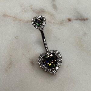 ❗️MISSING RHINESTONE❗️14G Romantic Heart Belly Button Ring